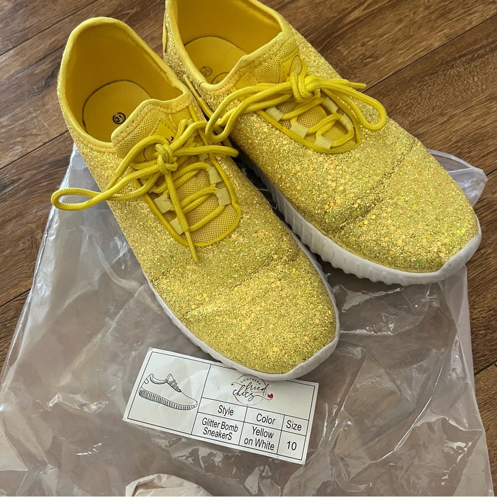 Southern Fried Chics Yellow Glitter Sneakers - Picture 8 of 8